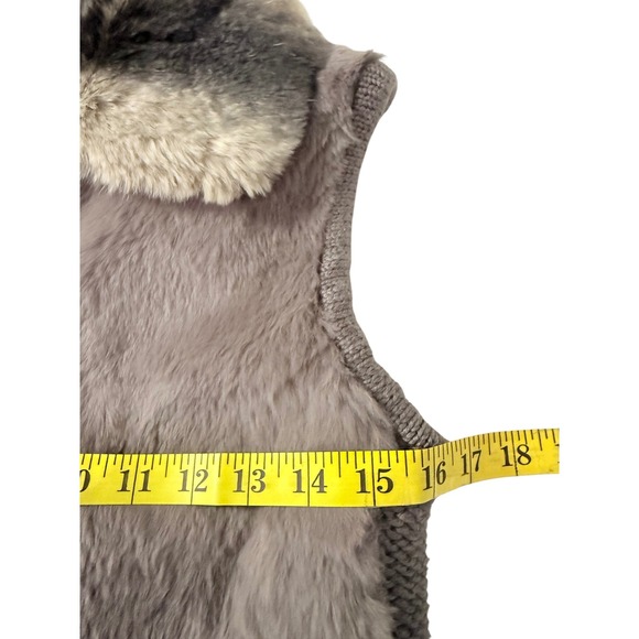 June Rabbit Fur Wool Knit Chunky Vest Womens  Old Money Small Grey Boho Zip Sm - Picture 6 of 10